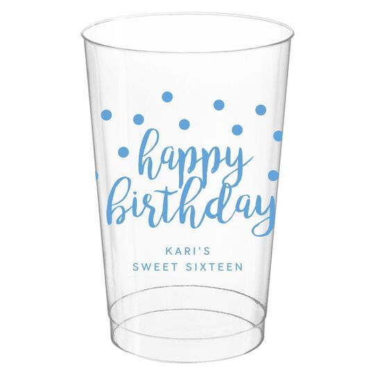 Confetti Dots Happy Birthday Clear Plastic Cups